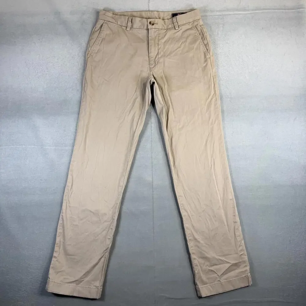 Vineyard Vines Breaker Pants Men 30x31 Beige Khaki Preppy Chino Straight Leg